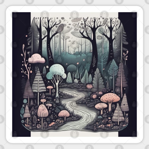 A Child Hood Dream Of Angel Forest Sticker by Urbanprint